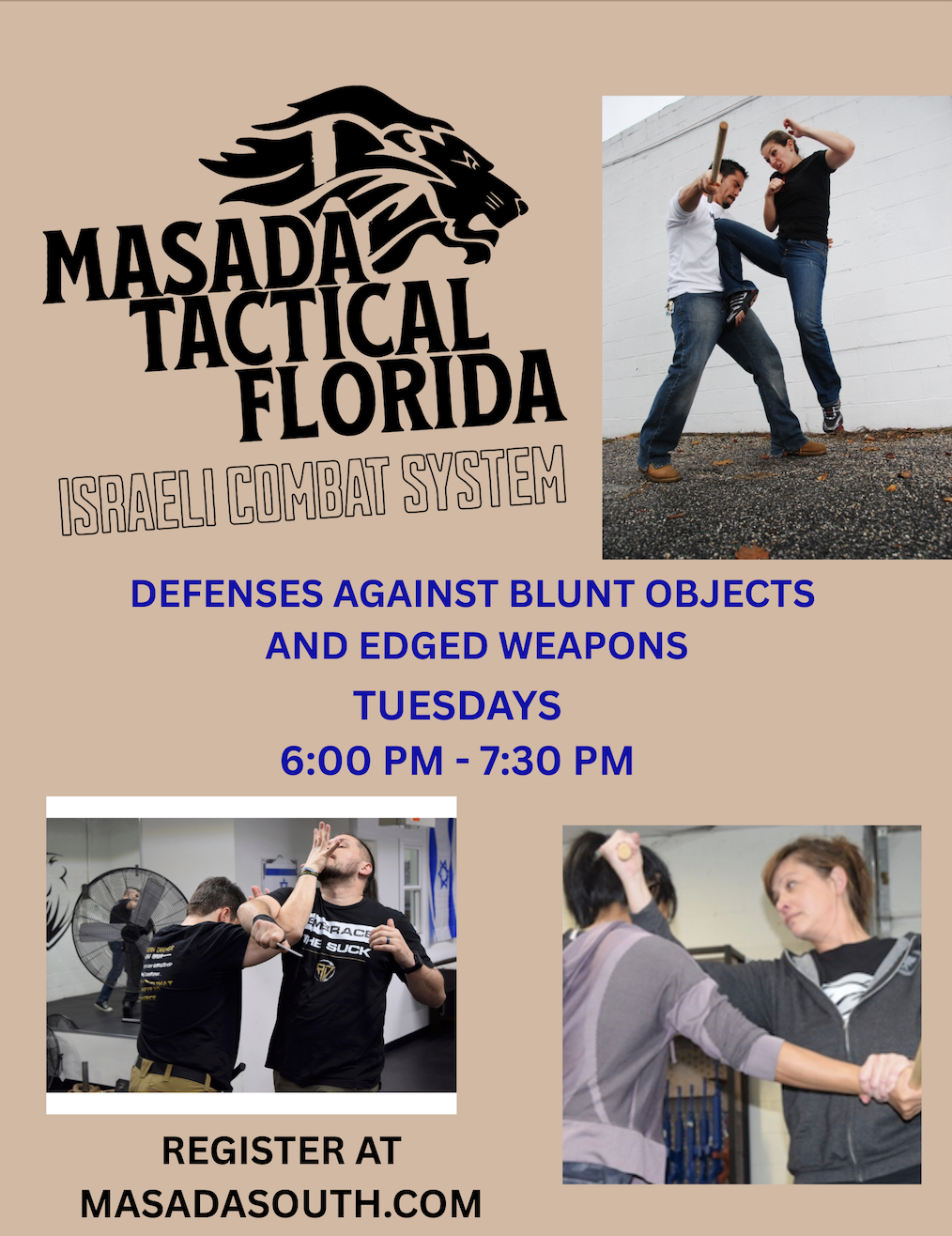 Defenses Against Blunt Objects & Edged Weapons Class: Tuesday, June 17th